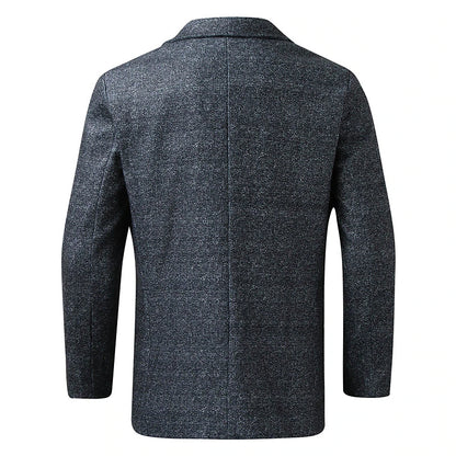 Stylish Men's Tweed Plaid Evening Blazer with Long Sleeves