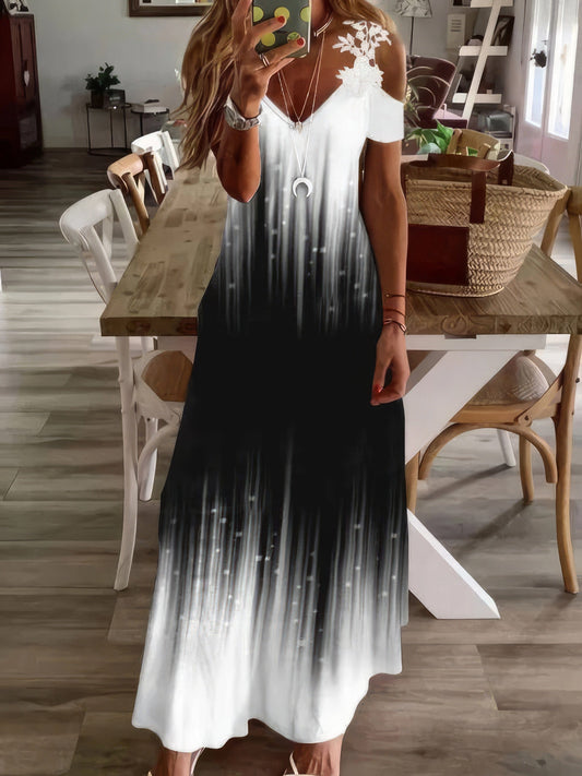 Gradient Lace Sling V-Neck Sleeveless Dress