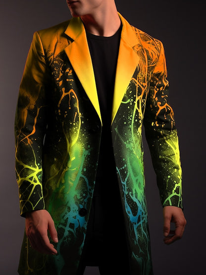 Business Professional Abstract Men's Printed Coat - Ideal for Work and Going Out