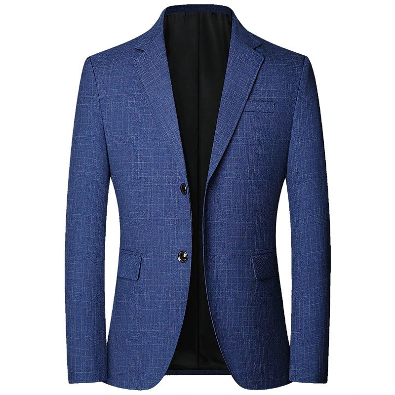 Classic Men's Plaid Lapel Blazer with Warm Long Sleeves