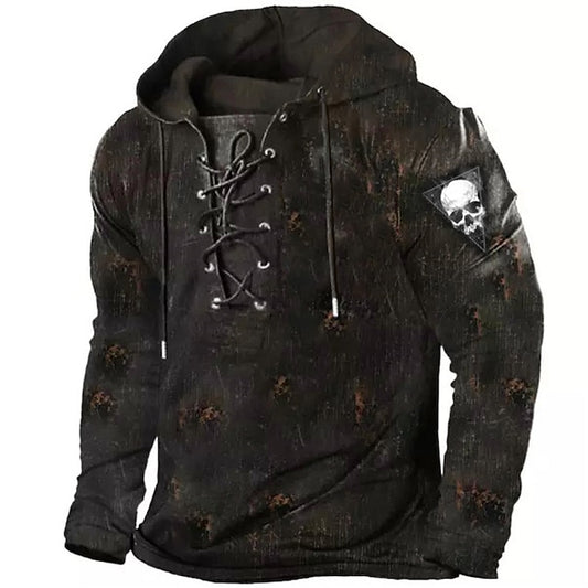 Men's Pullover Hoodie Sweatshirt Pullover Black White Blue Green Coffee Hooded Skull Graphic Prints Print Lace up Casual Daily Sports 3D Print Streetwear Designer Basic Spring &  Fall Clothing Apparel