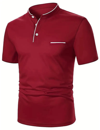 Men's Polo Shirt Golf Shirt Street Casual Stand Collar Short Sleeve Fashion Basic Plain Classic Summer Regular Fit Navy Black White Red Polo Shirt