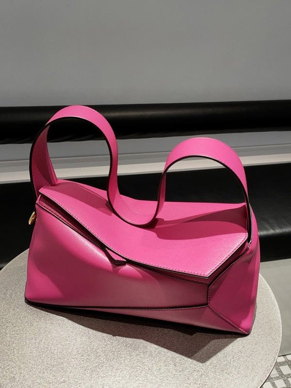 Stylish Leather Rhombus Geometric Tote Handbag with Magnetic Closure