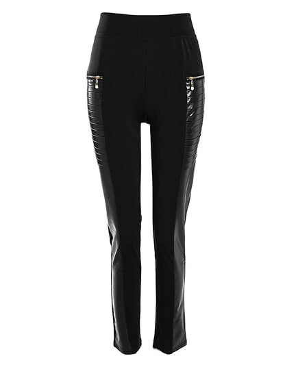 High Waist Leggings with Zipper Design for Women