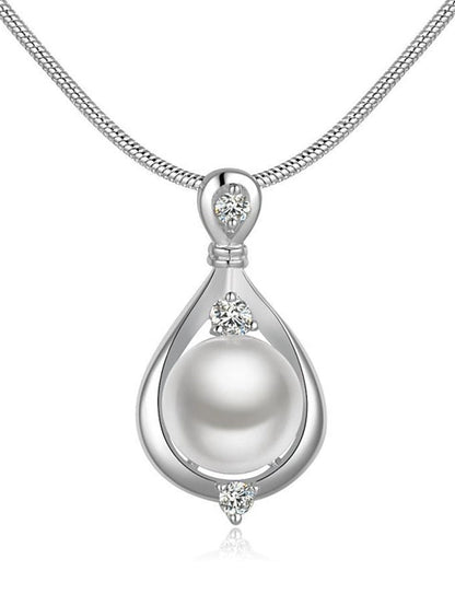 Elegant Pearl Drop Necklace - Women's White Alloy Jewelry