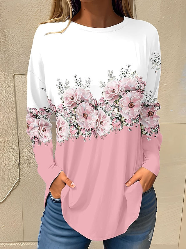 Cozy Christmas Women's Sweatshirt with Floral Print
