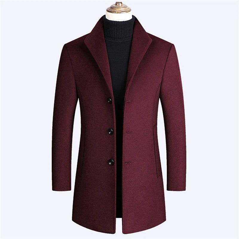 Stylish Men's Wool Trench Coat for Fall & Winter Fashion