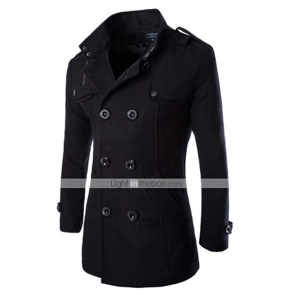 Winter Business Casual Men's Peacoat Coat with Hood