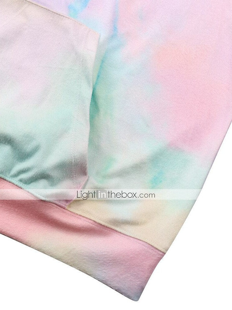 Rainbow Tie-Dye Hoodie Pullover for Women