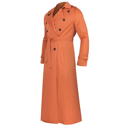 Classic Men's Long Overcoat with Adjustable Fit and Breathable Fabric - Versatile for Work, Celebrations, and Weddings