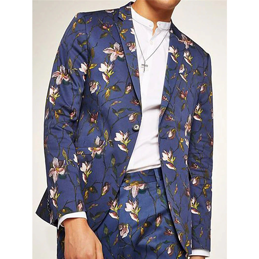 Festive Men's 3D Christmas Blazer with Patchwork Design