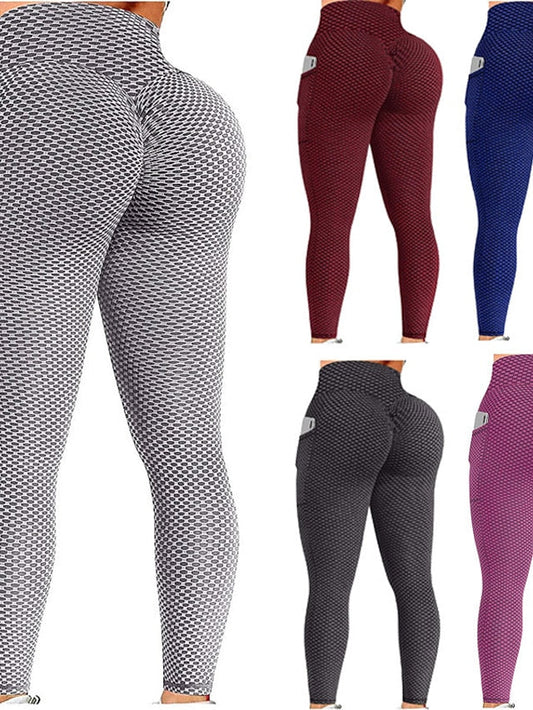 tik tok leggings plus size, women's textured booty yoga pants high waist ruched butt lifting tummy control yoga tights - LuckyFash™