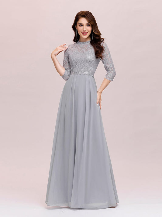 Women's Fashion A-Line Wholesale Chiffon Evening Dress EP00475GY04 Grey / 4