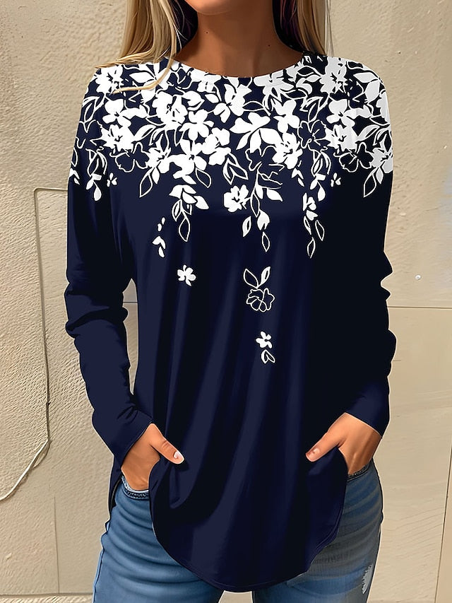 Cozy Christmas Women's Sweatshirt with Floral Print