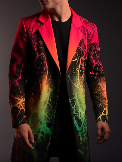 Business Professional Abstract Men's Printed Coat - Ideal for Work and Going Out