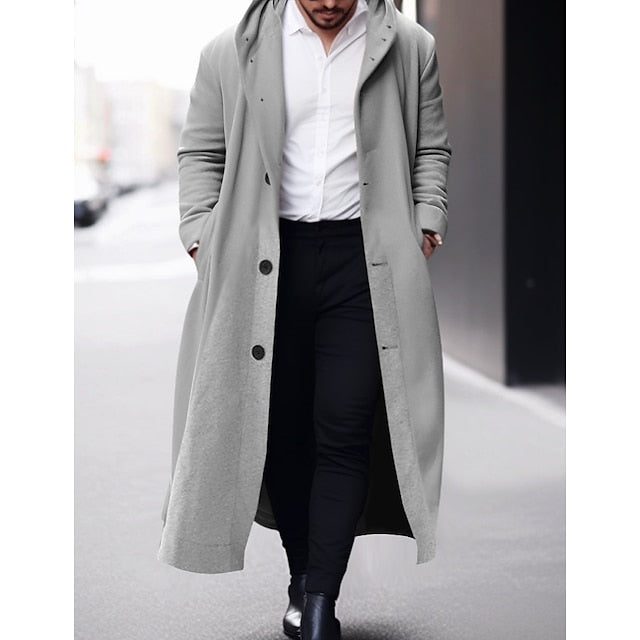 Winter Stylish Men's Hooded Trench Coat - Outdoor Apparel for Fall & Winter