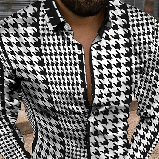 3D Print Linen Men's Shirt with Vintage Design in Multicolor Options