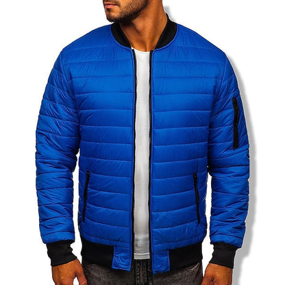 Men's Bomber Jacket Quilted Jacket Padded Sports & Outdoor Casual Classic & Timeless Warm Winter Solid Color Navy Wine Red ArmyGreen Black Puffer Jacket