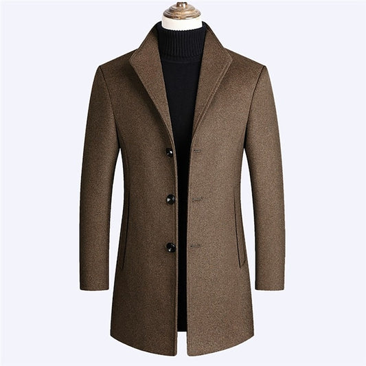 Stylish Men's Wool Trench Coat for Fall & Winter Fashion