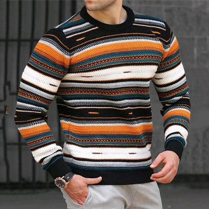 Stripes Fashion Streetwear Designer Men's Knitted Print Pullover Sweater Jumper Knitwear Daily Wear Vacation Going out Long Sleeve Crew Neck Sweaters White Yellow Red Fall & Winter M L XL Sweaters