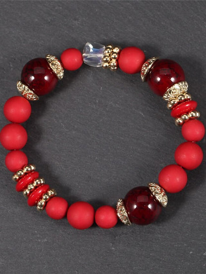 Women's Ethnic Style Heart Bracelets & Bangles Set - Imitation Pearl in Black and Red for Fall/Winter