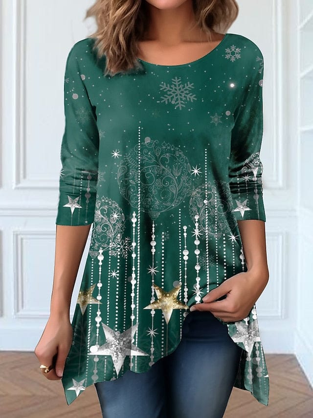 Snowflake Print Designer Fleece Tunic for Women