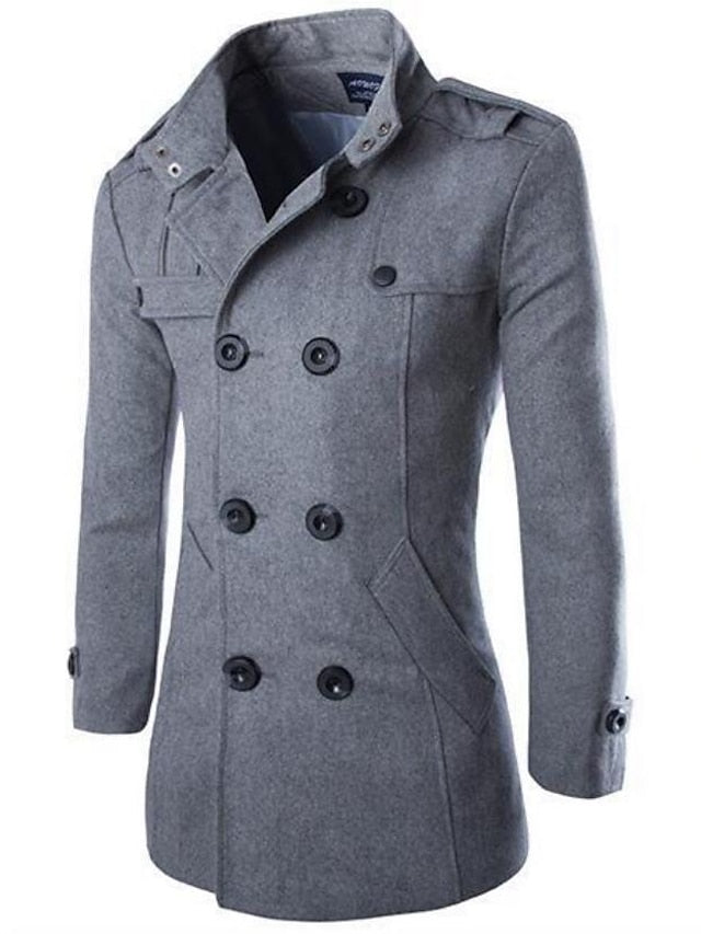 Winter Business Casual Men's Peacoat Coat with Hood