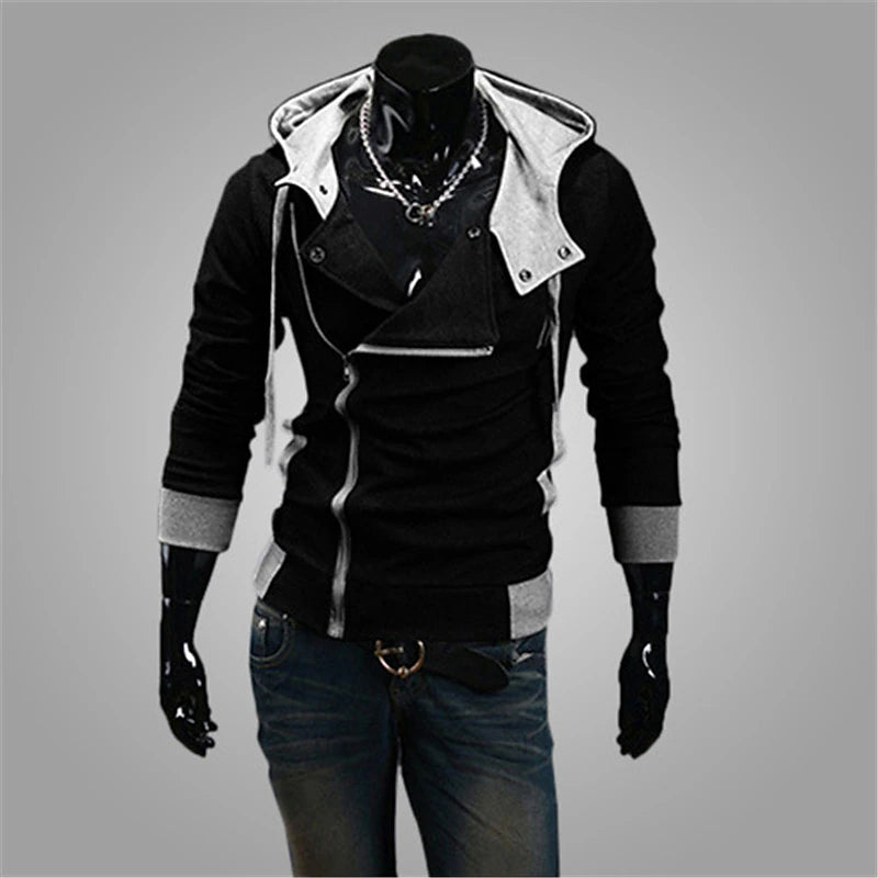 Men's Spring Fall Solid / Plain Color Active Cool Hooded Medium Regular Slim Black White Red Blue Dark Gray Jacket