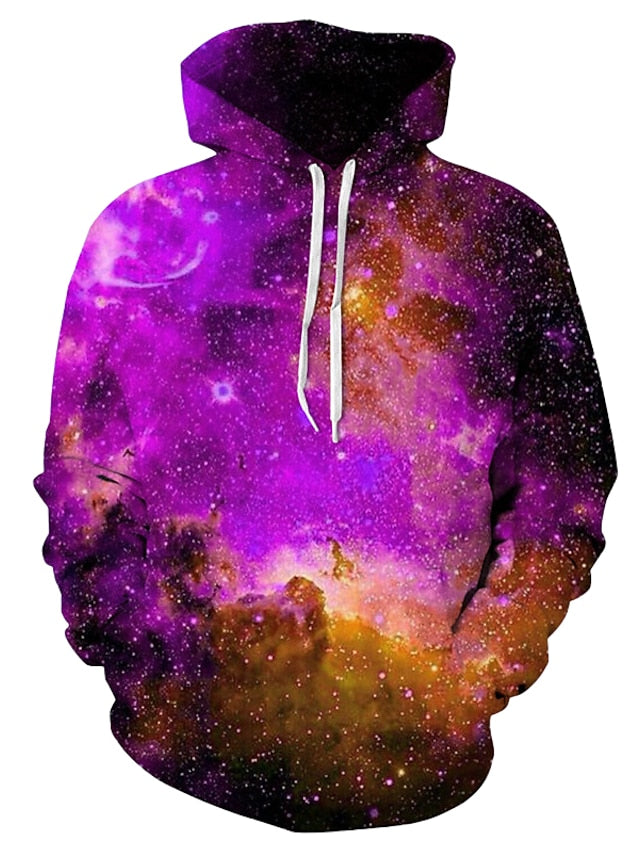 men's unisex hoodies sweatshirt pullovers casual 3d print graphic purple blue galaxy starry sky long sleeve