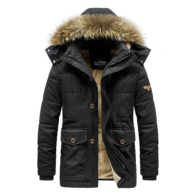 Winter Essential Men's Puffer Parka with Fur Collar