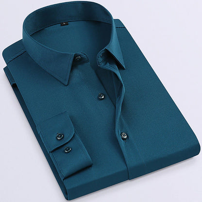 Elegant Men's Long Sleeve Turndown Dress Shirt for Spring & Fall Events