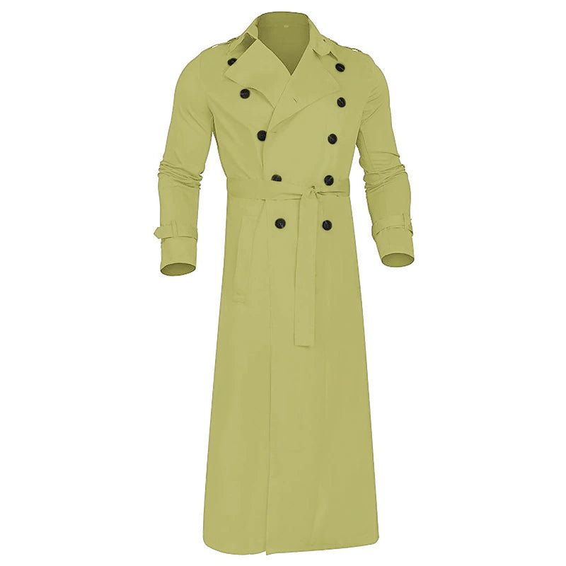 Classic Men's Long Overcoat with Adjustable Fit and Breathable Fabric - Versatile for Work, Celebrations, and Weddings