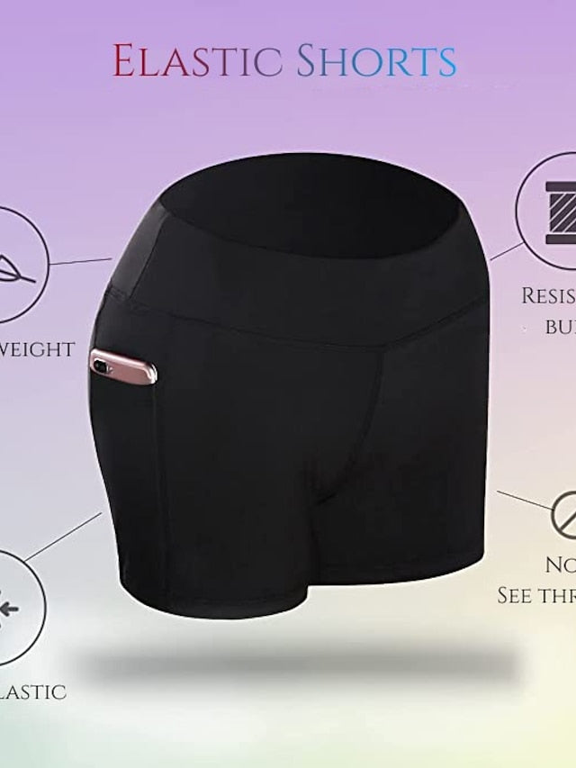 Women's 5" Gym Shorts Yoga Biker Shorts with Side Pockets Tummy Control High Waist Yoga Fitness Gym Workout Compression Shorts - LuckyFash™