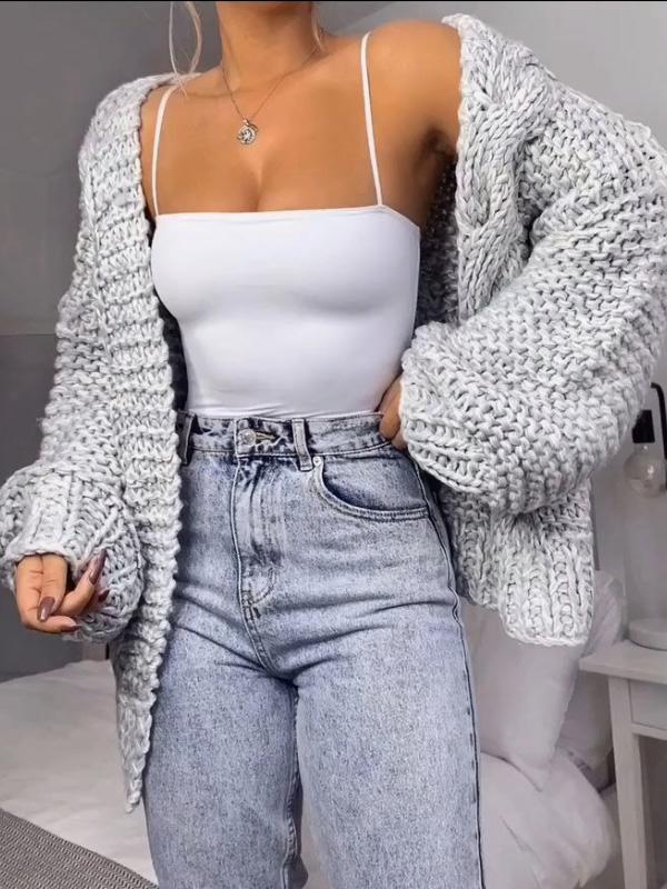 Knit Long Sleeve Loose Sweater Cardigan