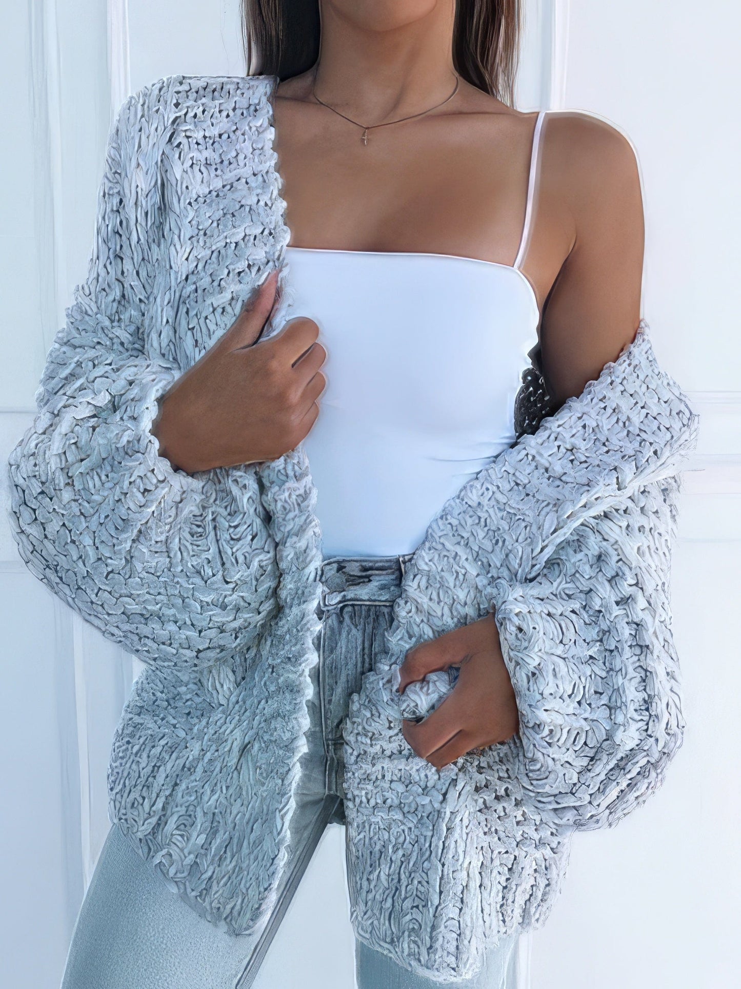 Knit Long Sleeve Loose Sweater Cardigan