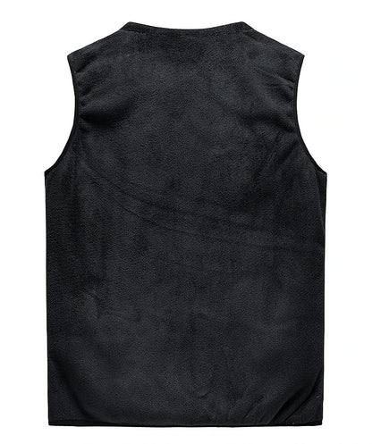 Grey Cashmere Fleece Vest with Long Sleeves for Men