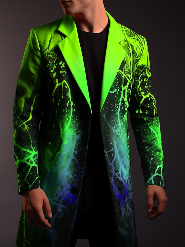 Business Professional Abstract Men's Printed Coat - Ideal for Work and Going Out