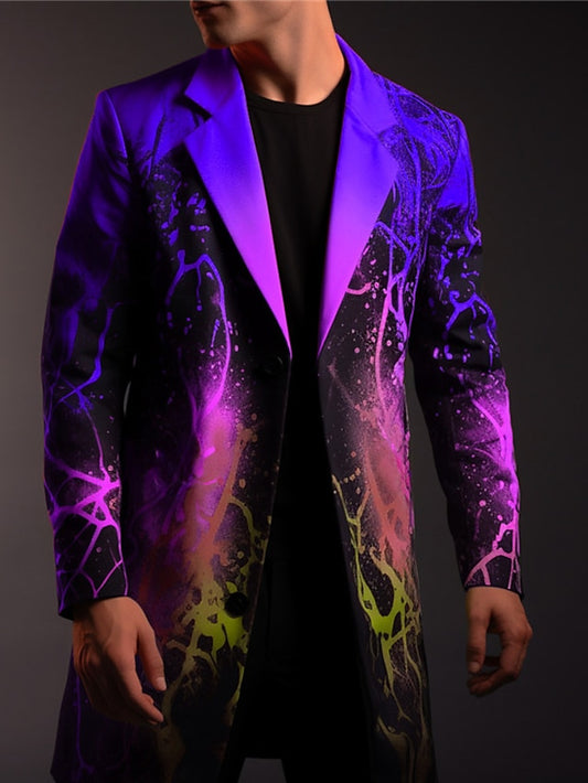 Business Professional Abstract Men's Printed Coat - Ideal for Work and Going Out