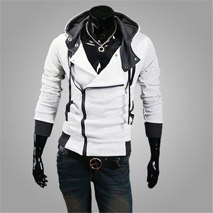 Men's Spring Fall Solid / Plain Color Active Cool Hooded Medium Regular Slim Black White Red Blue Dark Gray Jacket