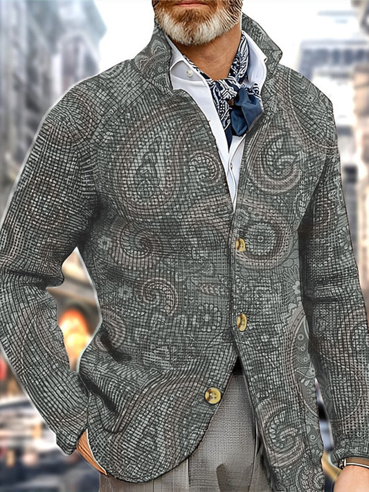 Paisley Fashion Streetwear Designer Men's Button Knitted Print Cardigan Sweater Knitwear Cowichan cardigan sweater Daily Wear Vacation Going out Long Sleeve V Neck Sweaters Brown Fall & Winter S M L