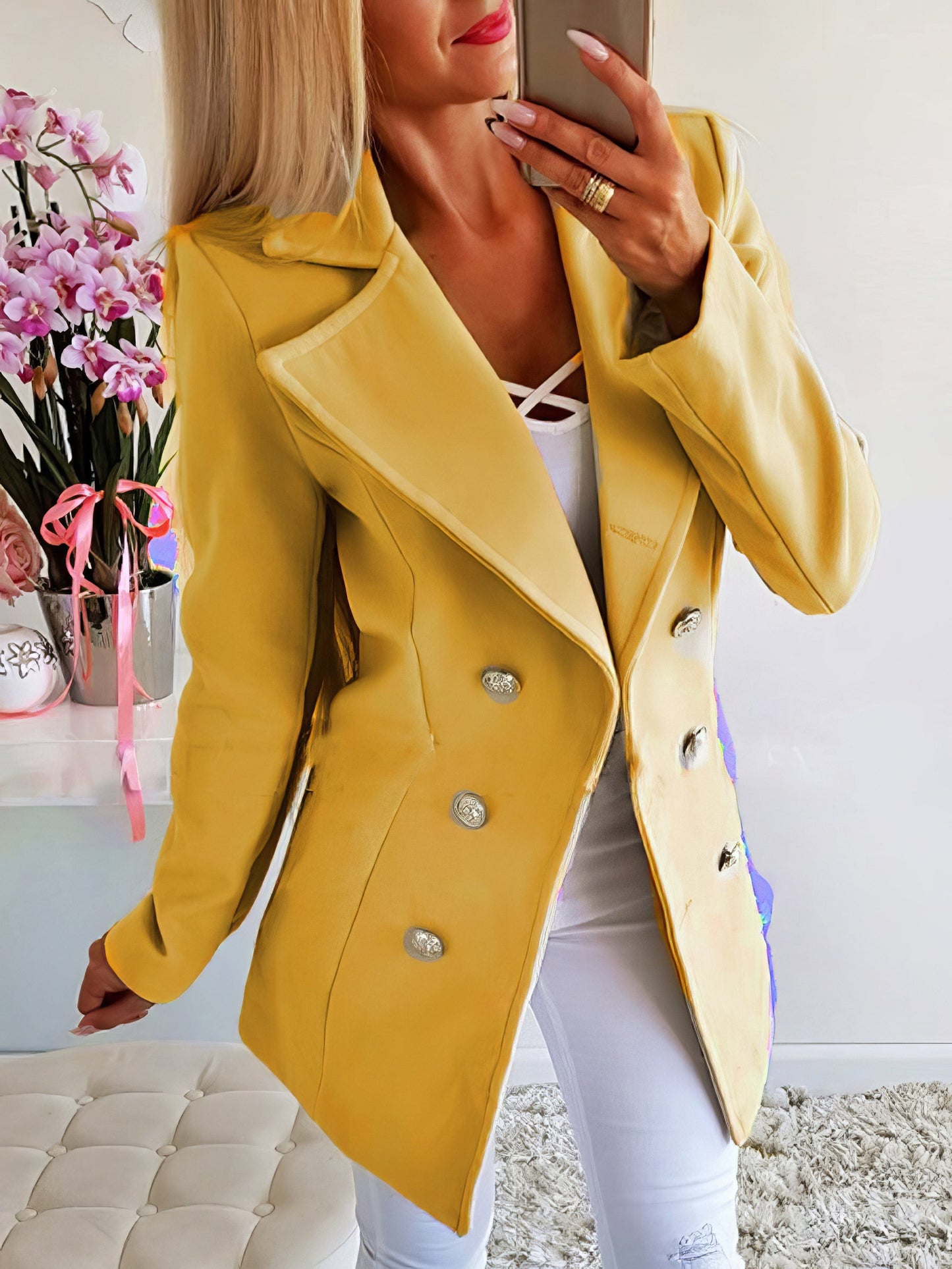 Lapel Double-Breasted Woolen Coat