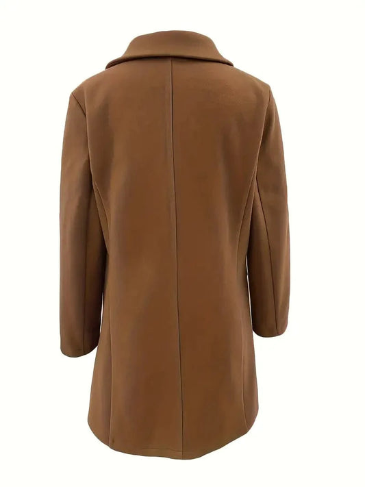 Layer up in Style: Chic Single Button Lapel Coat, Warm Long Sleeve Thermal Outwear, Women's Fashion