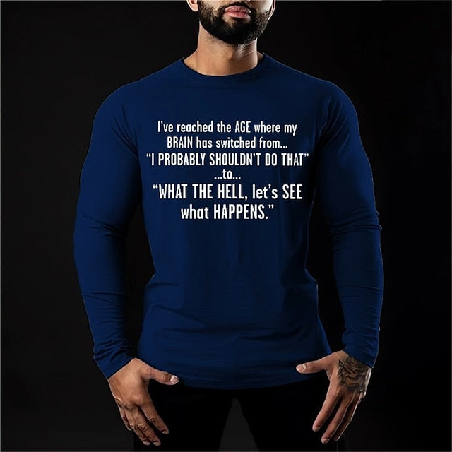 Halloween To Mens Graphic Shirt Letter Red Green Dark Blue Tee Cotton Vintage Basic Long Sleeve Comfortable Sports Outdoor Holiday Spring Fall What The Hell See Happens Birthday White