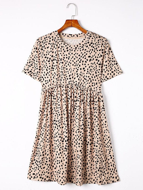 Leopard Print Babydoll Dress with High Waist
