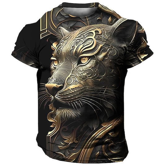T shirt Tee Graphic Animal Crew Neck Clothing Apparel 3D Print Outdoor Daily Short Sleeve Print Fashion Designer Vintage Blue S Leopard Print