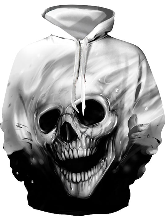Men's Hoodie Graphic Skull Hooded Halloween Daily Basic Halloween Hoodies Sweatshirts Gray 3D Print Long Sleeve Pullover