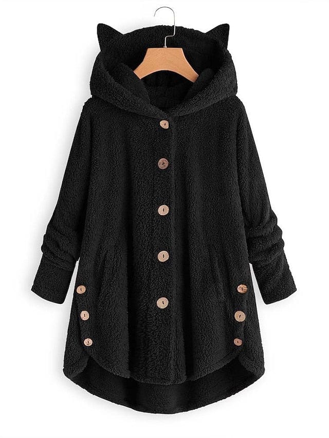 Warm and Stylish Women's Oversized Sherpa Fleece Hooded Jacket