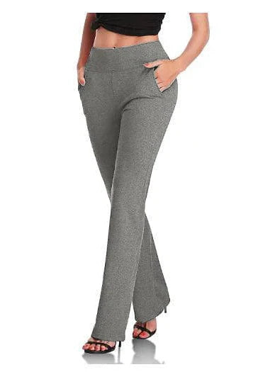 Everyday Women's Straight Leg Stretchy Pants in Black and Wine - S M