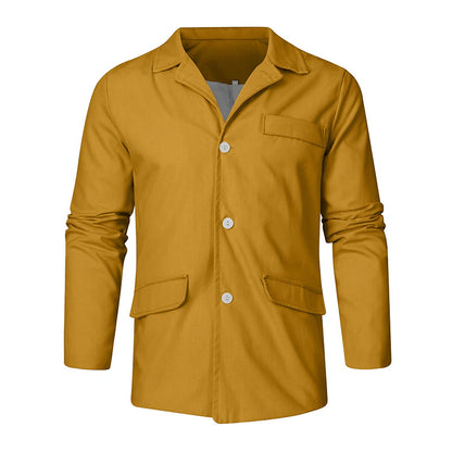 Men's Lightweight Jacket Blazer Casual Daily Breathable Classic Spring Fall Autumn Solid Color Sporty Casual Turndown Regular Regular Fit Black Yellow Blue Purple Khaki Jacket