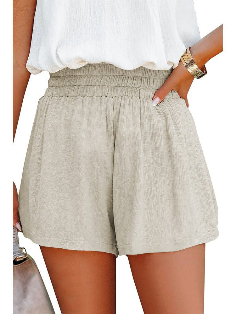 Loose-fit High Waist Ruffle Wide-leg Cotton Shorts in Various Colors